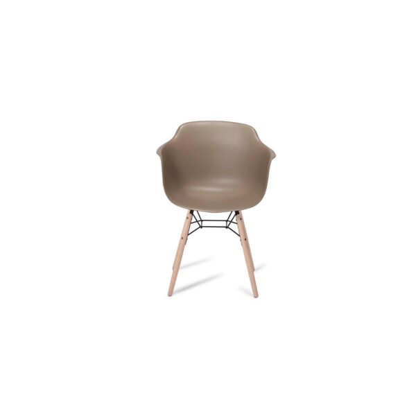 Jupiter spisebordsstol - grå/natur PVC/træ, m. armlæn