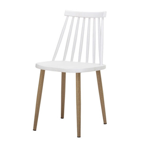 BLOOMINGVILLE Bajo spisebordsstol - hvid plastik og metal/træ ben