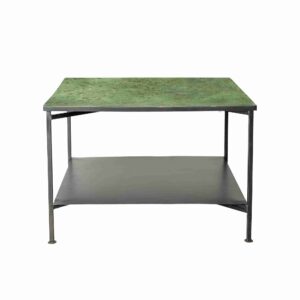 BLOOMINGVILLE Bene sofabord - grøn/sort jern, kvadratisk, m. hylde (60x60)