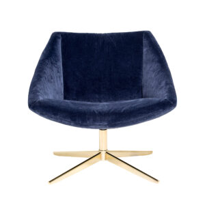 BLOOMINGVILLE Elegant drejestol - blå/guld polyester/metal, m. armlæn