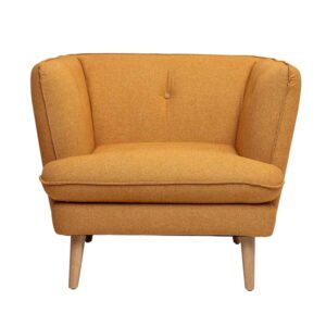 BLOOMINGVILLE Elliot lænestol - orange/natur polyester/egetræ, m. armlæn