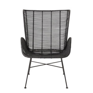 BLOOMINGVILLE Erika loungestol m. armlæn - sort rattan og metal