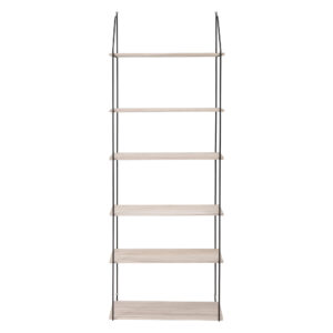 BLOOMINGVILLE Lea reol - natur/sort paulowniatræ/metal, m. 6 hylder