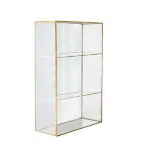 BLOOMINGVILLE Lia skab - messing/klar jern/glas, m. 1 låge og 2 hylder