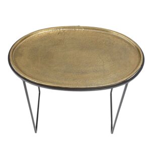 BLOOMINGVILLE Lou sofabord - messing/sort jern, oval (52x23)