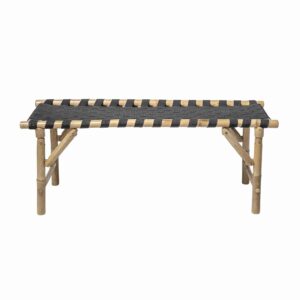 BLOOMINGVILLE Vida bænk - natur bambus og sort stof, rektangulær, foldbar (115x40)