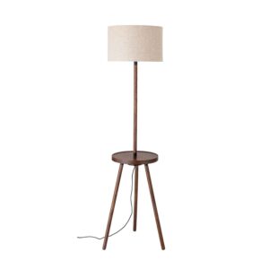 BLOOMINGVILLE gulvlampe - brun asketræ og linned, rund (Ø44)