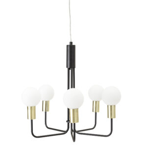 BLOOMINGVILLE loftlampe - guld/sort jern hvid/glas