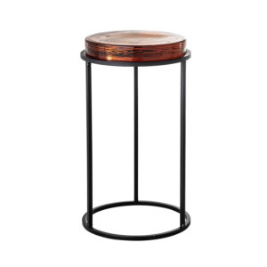 BLOOMINGVILLE rund Edna sidebord - rosa glas og sort metal (Ø32)