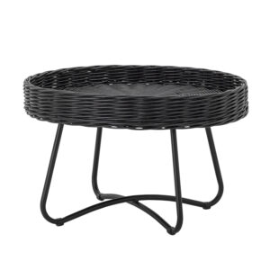 BLOOMINGVILLE rund Hattie sofabord - sort rattan og metal (Ø60)