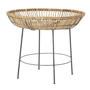 BLOOMINGVILLE rund Vanessa sofabord - natur rattan og sort metal (Ø78)