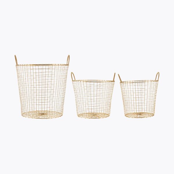 Baskets, Wire, Brass, Set of 3 sizes