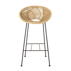 BLOOMINGVILLE Yonne barstol, m. ryglæn - natur rattan og jern