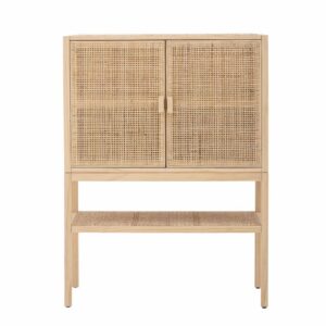 BLOOMINGVILLE Sanne skab - natur fyrretræ og rattan, m. 2 låger og 2 hylde